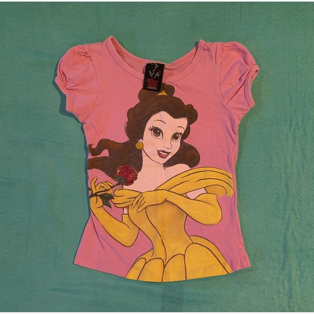 Vintage Beauty And The Beast Graphic Shirt Girls Size 5